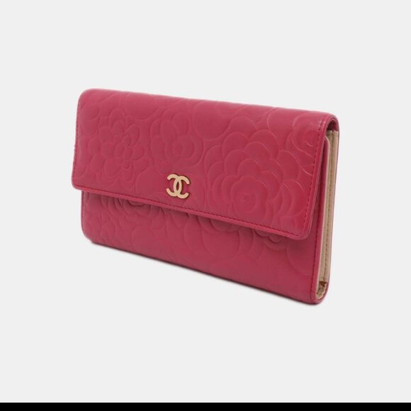 Chanel Pink Camellia Embossed Leather CC Flap Wallet - Picture 4 of 8